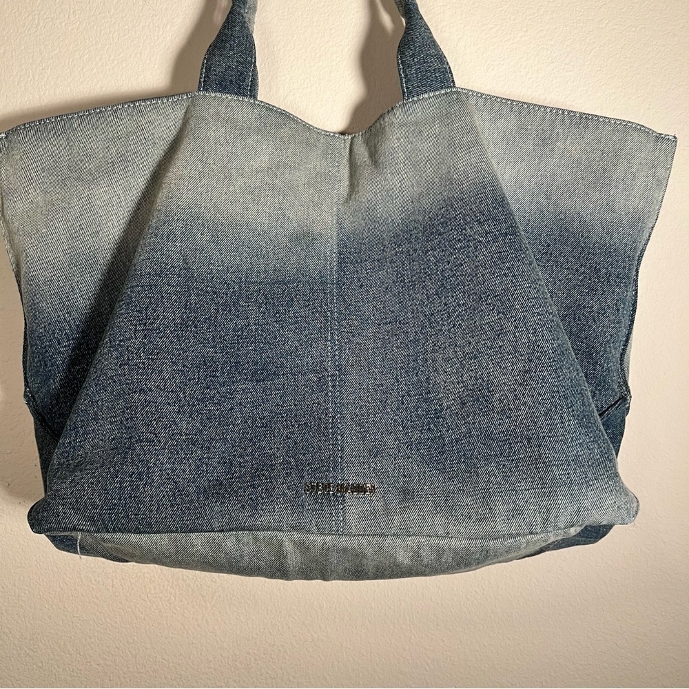 Steve Madden Denim Tote Bag Large Blue - Picture 10 of 12